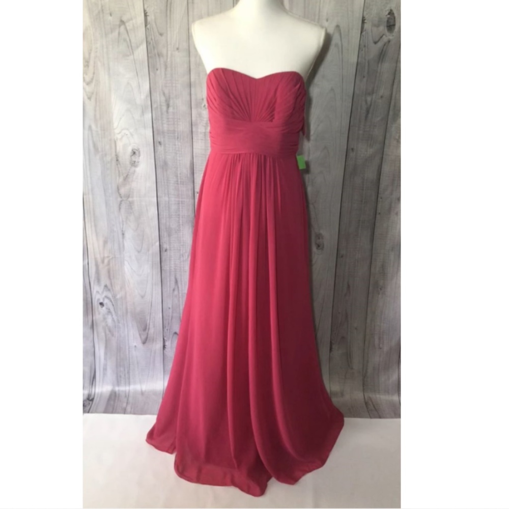 NEW David's Bridal Strapless Chiffon Watermelon